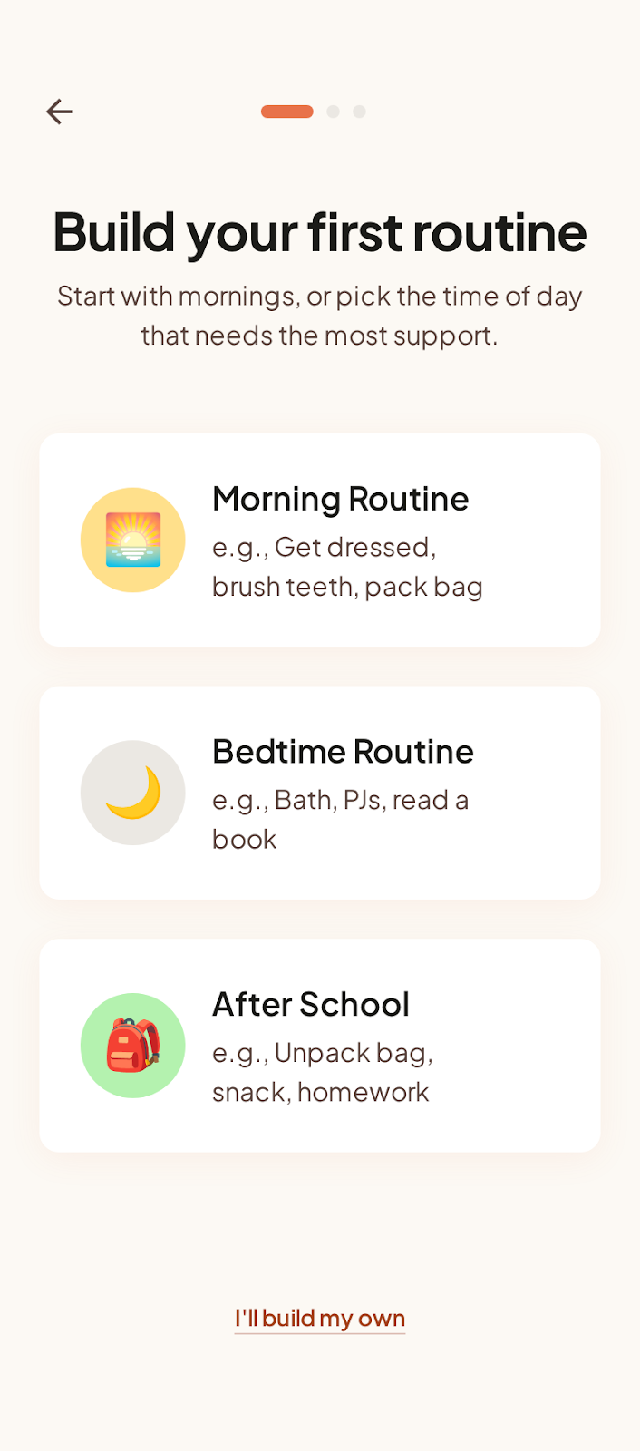 Build your first routine screen showing routine name and icon picker
